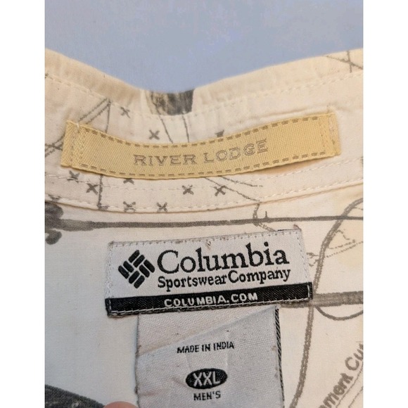 Columbia Men's XXL Fishing Shirt Trout Bass Button-Up, Short Sleeve,‎ Cotton - Picture 6 of 7